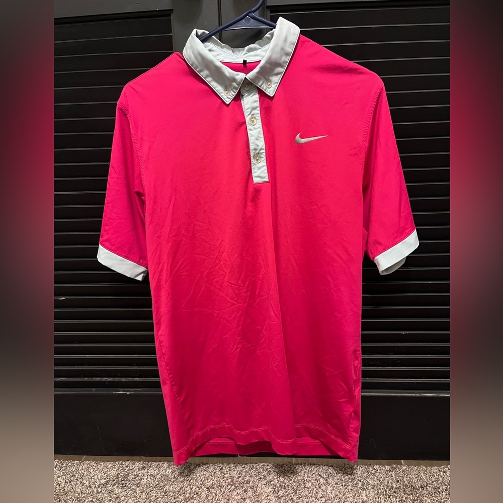 Nike golf polo - size small. Fuchsia and gray